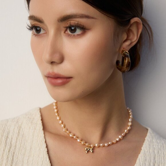 🎀 Artisan Original Pink Pearl & Bow Choker Necklace | S925 Gold Coquette - Picture 10 of 10